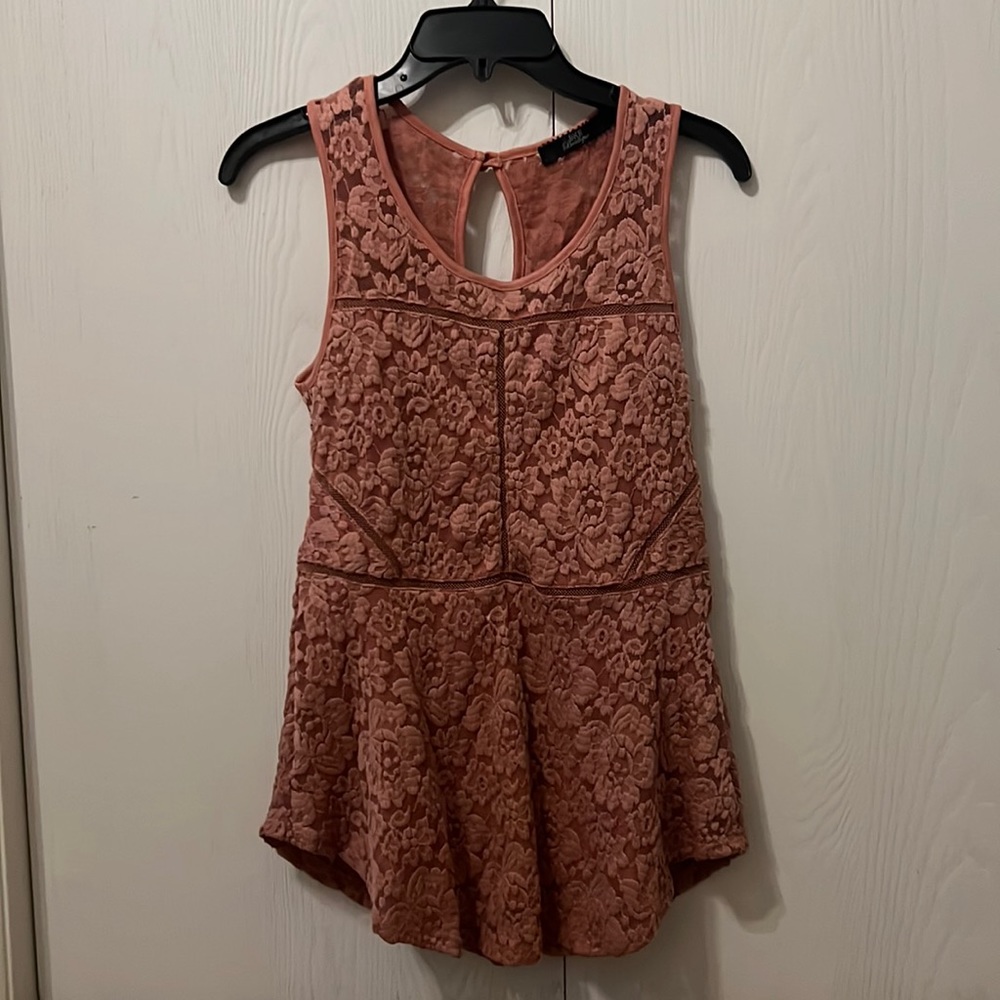 WOMENS BKE PINK FLORAL TEXTURE TANK TOP SIZE S